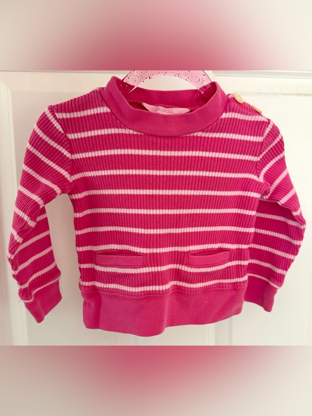 Lilly Pulitzer Toddler Girls Size 2 Pink White Striped Pullover Sweater